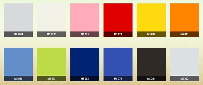 Bảng mẫu mầu vách ngăn vệ sinh tấm Compact